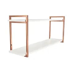 Prateleira Industrial Suspensa Organizador 2 Níveis MDF 90cm Suporte Rose Gold