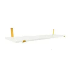 Prateleira Estilo Industrial Dourada Branca 90cm Com Mão Francesa