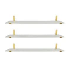 3x Prateleira Industrial Branca MDF 60x20cm C/ Mão Dourada (MÃO FRANCESA DOURADA)