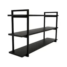 Prateleira Industrial Suspensa Organizador 3 Níveis MDF 90cm Suporte Preto