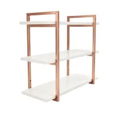 Prateleira Industrial Suspensa Organizador 3 Níveis Rose Gold MDF 60cm