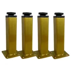 4x Pé de Aço Regulável Quadrado 15cm Dourado Para Móveis