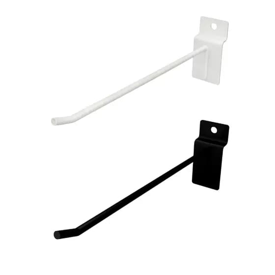 Kit 10 Ganchos Para Painel Canaletado 15 cm Branco e Preto