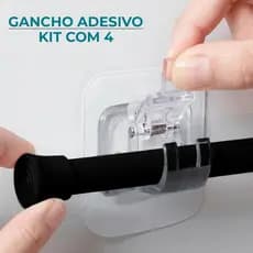 Kit Ganchos Adesivos Suporte Varão Cortina Suspensão Versátil