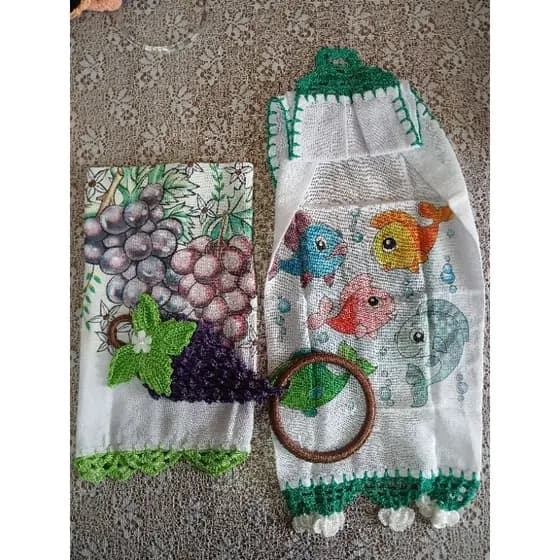 Panos de prato para decoração da sua casa kit contém 1 porta pano, 1 bate mão simples e 1 pano de prato