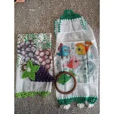 Panos de prato para decoração da sua casa kit contém 1 porta pano, 1 bate mão simples e 1 pano de prato