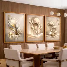 Quadros Decorativos Borboleta Dourada Abstrato Família Sala Quarto Hall MDF 3mm