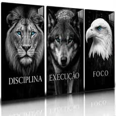 Quadro Decorativo Disciplina Foco Execução Azul Black Escritório Sala Quarto 120x60
