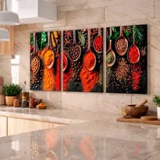 Quadros Decorativos Colheres Tempero Cozinha Restaurante MDF 3mm