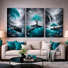 Quadro Decorativo Ipe Azul Paisagem Cachoeira Sala Cozinha Quarto