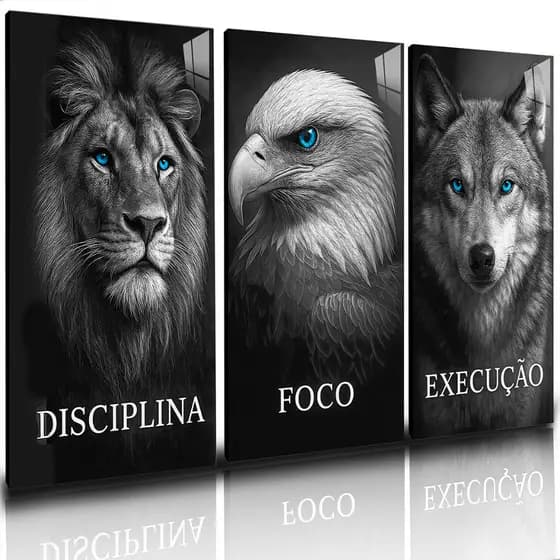 Quadros Decorativos Disciplina Foco Execução Animais 120x60cm Decoração De Parede Luxo