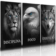 Quadros Decorativos Disciplina Foco Execução Animais 120x60cm Decoração De Parede Luxo