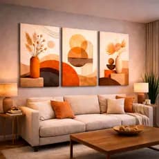 Quadros Decorativos Abstrato Vaso De Flores Laranja Paisagem Sala Hall Quarto MDF 3mm