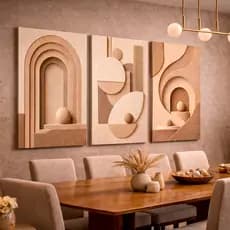 Quadro Decorativo Geométrico Circular Areia Abstrato Vintage Sala Quarto
