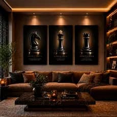 Quadro Decorativo Peças Xadrez Motivacional Liderança Estratégia Escritório