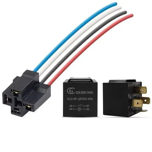 Rele Auxiliar 4 Pinos 40a 12v Automotivo + Chicote Porta Rele
