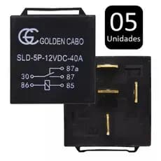 Kit 5 Rele 5 Pinos Auxiliar 40a 12v Universal