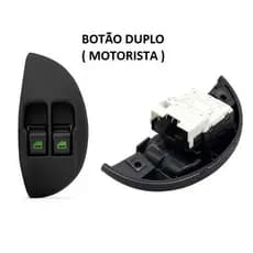 Botão Interruptor Vidro Elétrico Palio Siena Strada Duplo Motorista Led Verde