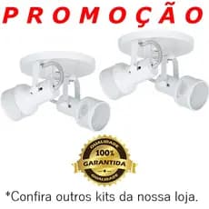 Luminaria Kit 2 Peças Spot Duplo Para 2 Lampadas Tela (BRANCA) Sobrepor Teto Parede Casa Salão Quarto Par20 Led Bulbo E27