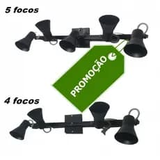 Trilho Spot Corneta Luminária Pendente de teto 4 e 5 Focos Lampadas Direcionaveis PRETO/BRANCO Teto Casa Sala Cozinha Area Gourmet