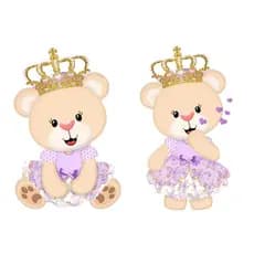ursa princesa lilas kit decoração de festa infantil cha de bebe 4 display de mesa 20cm