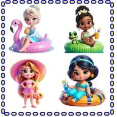 Kit Decoração Festa pool party das princesas  4 display de mesa 20cm