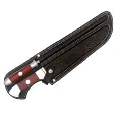Faca E Chaira Churrasco Inox + Bainha Original Zebu Barretos