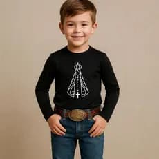 Camisa Uv Infantil Nossa Senhora Aparecida Manga Longa Proteção Térmica