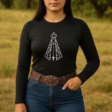 Camisa Uv Feminina Manga Longa Nossa Senhora Aparecida Country