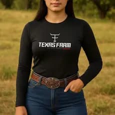 Camisa Uv Feminina Country Texas Farm Manga Longa Proteção Termica