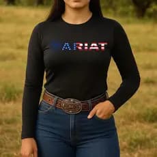 Camisa Uv Feminina Ariat EUA Country Manga Longa Proteção Térmica