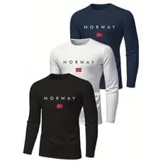 kit 3 Camisa uv Masculinas Manga Longa Tecido Respirável e Absorvente para Todas as Estações Casual e para Academia