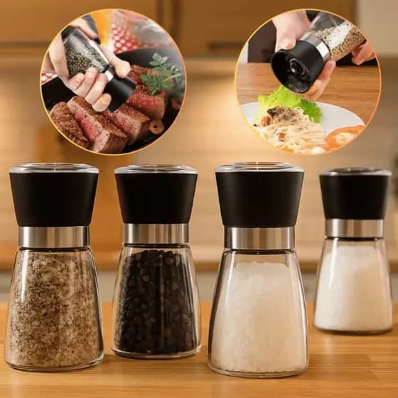 Moedor e Triturador De Temperos Especiarias Para Sal e Pimenta de Vidro
