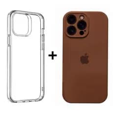 Kit 2 Capinhas Case  proteção Câmera Silicone Aveludada Colorida e acrílico Transparente para iphone 13 13Pro 13Promax