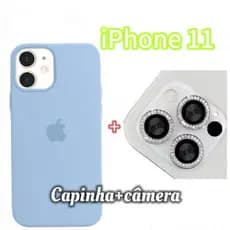 Capa Silicone Aveludado Para + Kit Lente Película De Câmera Diamante Para iphone11 11pro 11promax