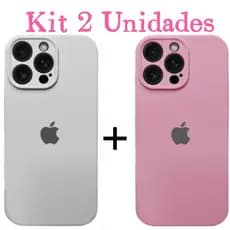 Kit 2 Case Capina Silicone Aveludada com proteção de câmera para iphone11 11pro 11promax Branco é Colorido