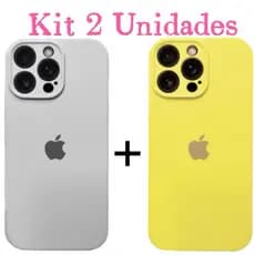 Kit 2 Case Capina Silicone Aveludada com proteção de câmera para iphone 12 12Pro 12Promax Branco é Colorido