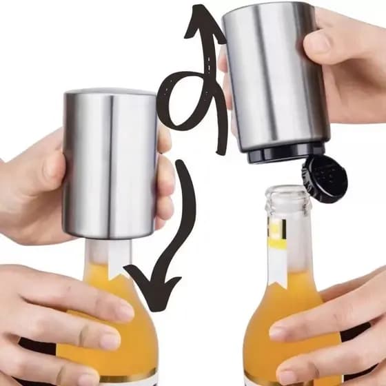 Abridor De Garrafas Magnético Automático Em Aço Inox