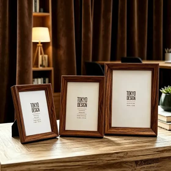 Kit 3 Porta Retrato Amadeirado Moldura MDF Tokyo Design 10x15/15x20/20x25
