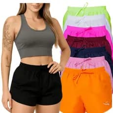 Kit Shorts Tactel Com 5 Unidades Moda Feminina Promoção Esporte praia