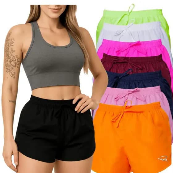 Kit 3 shortinho Tactel Feminino Shorts Curto Academia Frete Gratis Promoção