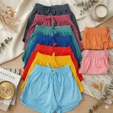 Kit 4 Shorts pijaminha Canelado Feminino Dia a Dia Tecido Leve Cores Variadas Plus Size