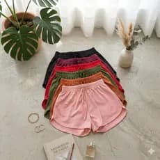 Kit 4 Shorts Pijaminha Canelado Feminino Plus Size Tecido Leve Confortável do P ao G4 Cores Variadas