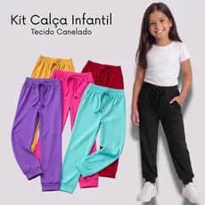 Kit Com 2 Calças malha canelada infantil menina bloguerinha moda blogueira CORES SORTIDAS 2 ao 10