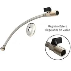 Engate Mangueira Flexível 60 Cm Com Registro Segurança Inox Abre e Fecha
