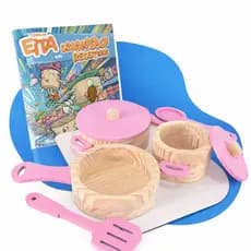 Panelinhas De Madeira Cozinha Criativa Pequenos Chefs Faz De Conta Cozinha Infantil Kit Livro