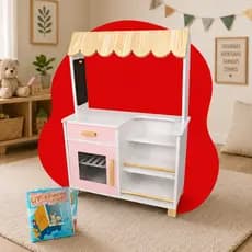 Mercadinho Infantil Madeira Pedagógico Brinquedo Criança Mercearia Faz de Conta Montessori Kit Livro