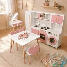Combo Brinquedoteca Penteadeira Grande Infantil Rosa Bebê Faz de Conta Beleza Quarto Kit Livro