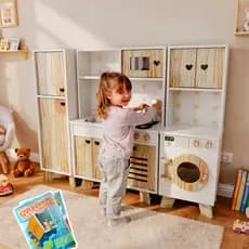 Cozinha Infantil Com Geladeira e Maquina Petit Kit Livro Educativo
