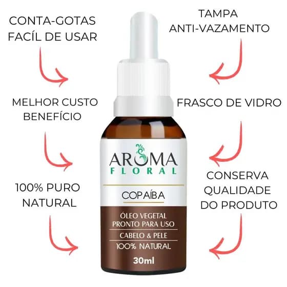 Óleo de Copaíba 100% Puro e Natural Tratamento Capilar e Face